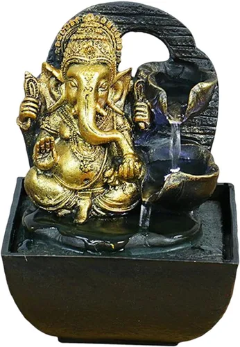Vista 7 de Ganesha - Estatua de mesa, fuente de mesa, escultura de elefante, figuras de elefante hechas a mano para bar, cafetería, acento decorativo, regalo