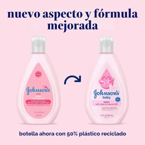 Vista 3 de Johnson's Baby Lotion Tamaño de Viaje 1.7 oz (50ml) - Paquete de 3