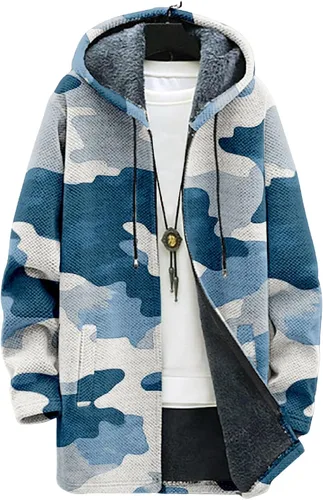 Vista 17 de BIVENANT Sudaderas con capucha con cremallera para hombre, cárdigan con capucha a rayas, sudaderas con capucha de camuflaje, abrigos de moda