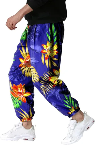 Vista 3 de MYNKYLL Pantalones de primavera y verano para hombre casuales versátiles pintados sueltos talla grande a la moda bolsillo para la playa ajuste