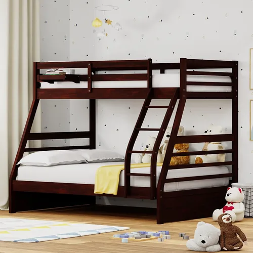 Vista 12 de Glenwillow Home Litera Plana de madera maciza individual sobre cama matrimonial, color espresso