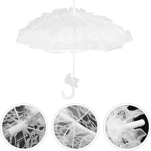 Vista 8 de BESTOYARD Paraguas de encaje vintage para boda, paraguas nupcial de flores, sombrillas de encaje bordado, paraguas de boda, fiesta, baile, foto Prop
