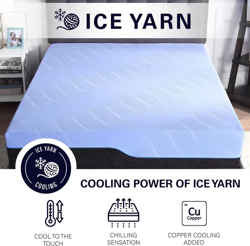 Vista 6 de Colchón de espuma viscoelástica tamaño individual de 12 pulgadas para dolor de espalda, colchón de gel refrescante transpirable en una caja
