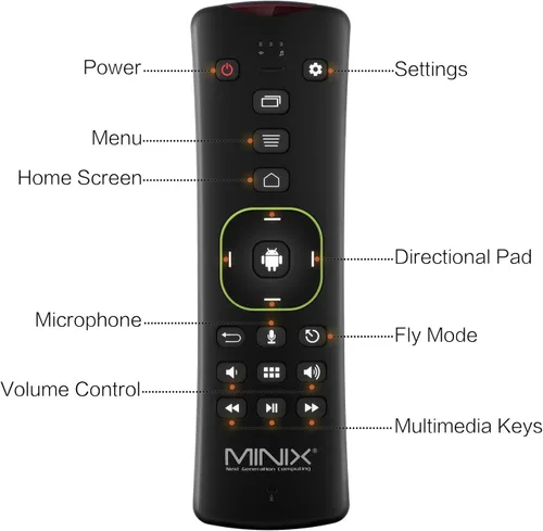 Vista 2 de MINIX NEO A3, teclado QWERTY para Android y control remoto giroscopio de seis ejes con entrada de voz, color negro