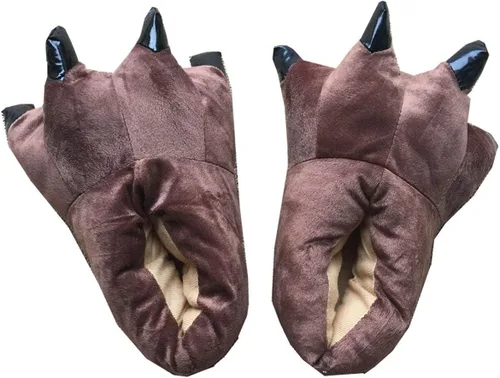Vista 15 de MizHome Pantuflas unisex de garra de animal de tacto suave para el hogar, ideales para disfraces Negro