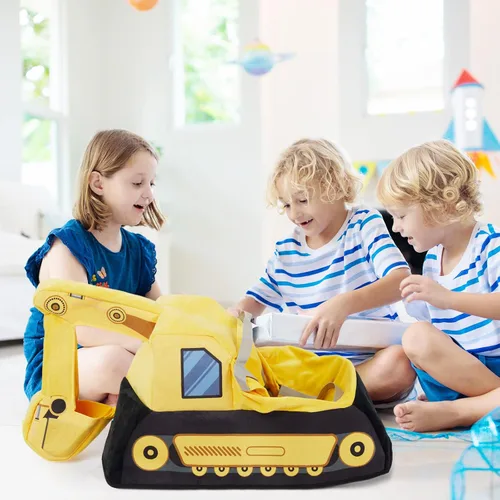 Vista 6 de Halloween Digger Ride on Disfraz infantil amarillo 3D Bulldozer