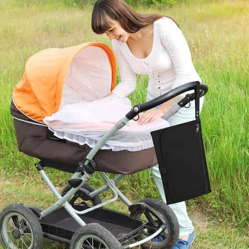 Vista 7 de Accmor Cambiador de pañales portátil, cambiador de bebé impermeable, cambiador de pañales para bebés, para viajes, negro