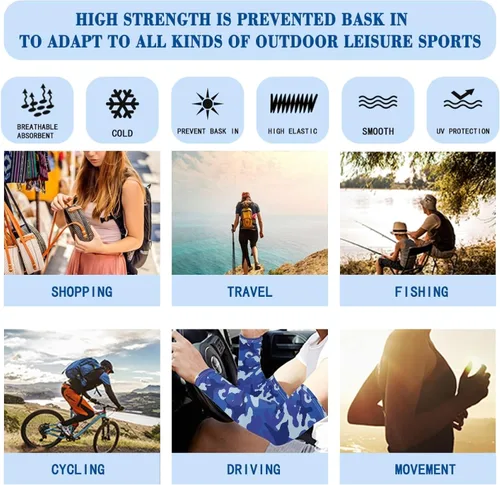 Vista 47 de CLOHOMIN Mangas para brazos, protección solar, mangas de compresión, cubierta de tatuaje para mujeres y hombres, manga deportiva atlética refrescante