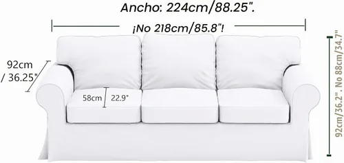 Vista 3 de Funda de repuesto de algodón pesado UPPLAND para sofá IKEA, compatible con funda de sofá UPPLAND de tres plazas (sofá UPPLAND gris oscuro)