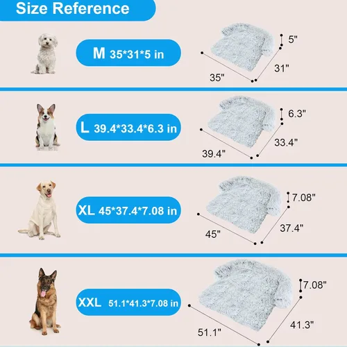 Vista 5 de Lujoso Protector de Sofá para Perros con Cama de Espuma Viscoelástica, Funda de Sofá de Felpa Esponjosa Extraíble y Lavable para Perros, Sofás Cama