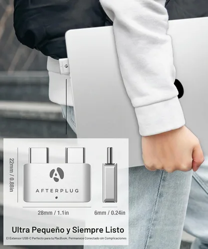 Vista 6 de Extensor USB-C dual para MacBook con funda, adaptador de paso Medianoche
