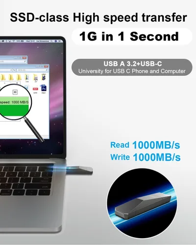 Vista 2 de ySky Unidad flash de estado sólido USB 3.2 de 1 TB de alta velocidad USB C+ USB 3.2 Gen2 de alta velocidad USB 3.2 Gen2 Memoria USB C Photo Stick