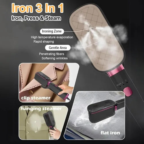 Vista 4 de Vaporizador portátil de viaje y juego de tabla de vapor plegable, tabla de hierro resistente al calor para vapor de ropa de alta presión, removedor
