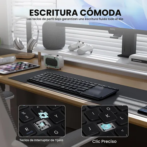 Vista 4 de Teclado inalámbrico recargable con panel táctil-QWERTY