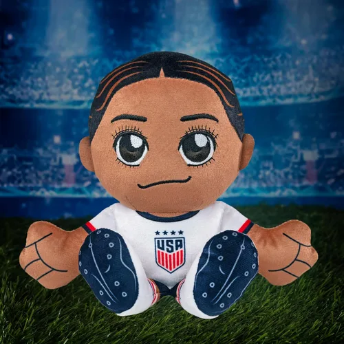 Vista 2 de Bleacher Creatures Alyssa Thompson - Peluche de fútbol americano femenino de 8 pulgadas Kuricha – Superestrella de fútbol inspirada en Chibi suave