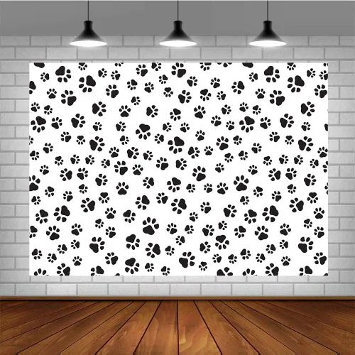 Vista 4 de Sendy Telón de fondo de pata de perro de 7 x 5 pies para niños, fondo de fotografía de feliz cumpleaños, decoración de fiesta de baby shower
