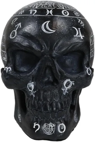 Vista 4 de Ebros Gift Gótico Wicca Negro Artes Místicas Planetario Zodiaco Celestial Símbolos Antiguos Calavera Figura Hechicería Magia Brujería Calaveras