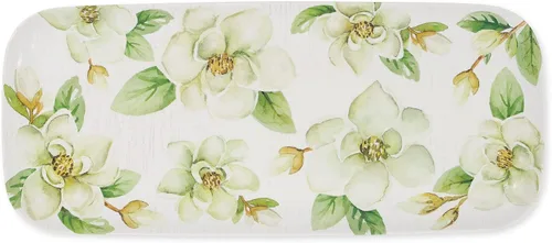 Vista 7 de UP ware - Bandeja de servir de melamina floral azul y blanca, bandeja rectangular de 15 x 6.5 pulgadas, bandeja de alimentos sin BPA