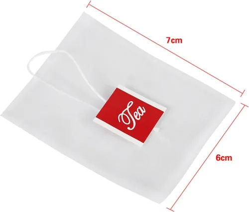 Vista 6 de Bolsas de filtro de té con cordón 100 unidades, infusor de malla vacía para té suelto