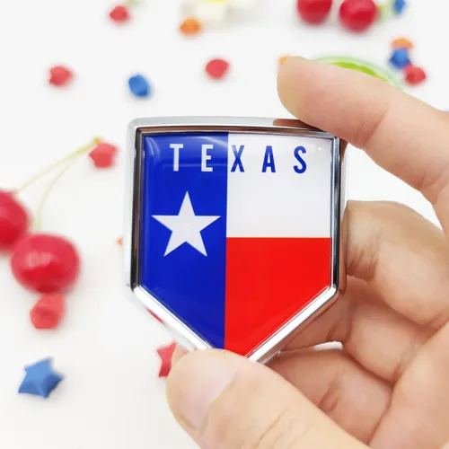 Vista 2 de Overdecor Calcomanías de bandera de Texas, emblema de automóvil, accesorios de automóvil de Texas, decoración de escudo cromado, calcomanías