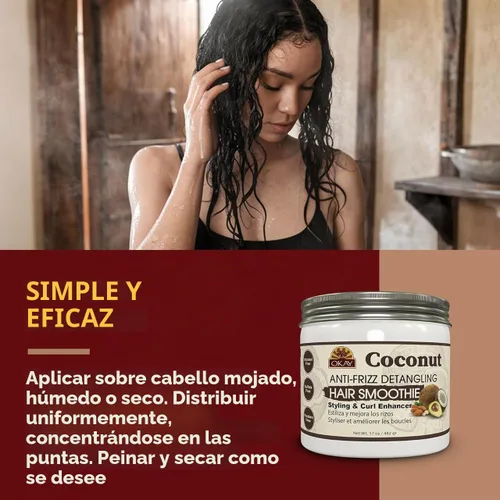 Vista 3 de Okay Batido desenredante de coco antiencrespamiento para el cabello, 17 onzas, blanco, 17 onzas
