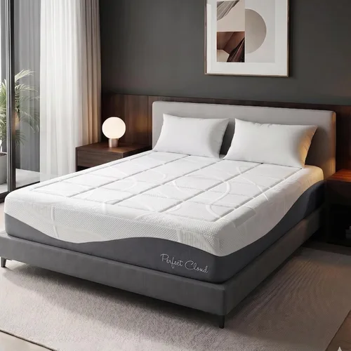 Vista 11 de Colchón de espuma de memoria Gel-Max UltraPlush de 10 pulgadas, diseño chulo, de Perfect Cloud, Memory Foam, Blanco, gris Cooling gel memory foam