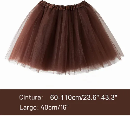Vista 2 de lanzom Navidad de la mujer Classic elástico 3-layered tul tutú falda ballet Fiesta Disfraz Marrón