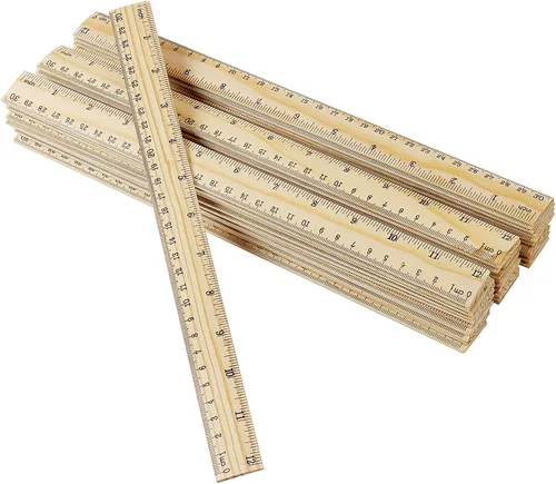 Vista 7 de KINJOEK 72 paquetes de reglas de madera de 12 pulgadas, 2 escalas imperiales métricas de madera de pino de doble cara, regla de medición escolar a
