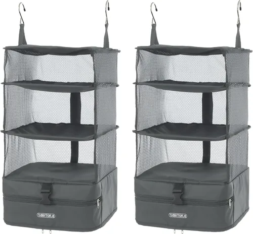 Vista 42 de TABITORA - Estantería portátil y plegable de gran capacidad con ganchos para colgar, ideal como almacenamiento para viajes