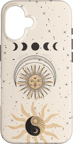 Vista 32 de Mystical Tarot Card Aesthetic Sun Moon Phases Yin Yang Space Case for iPhone 17