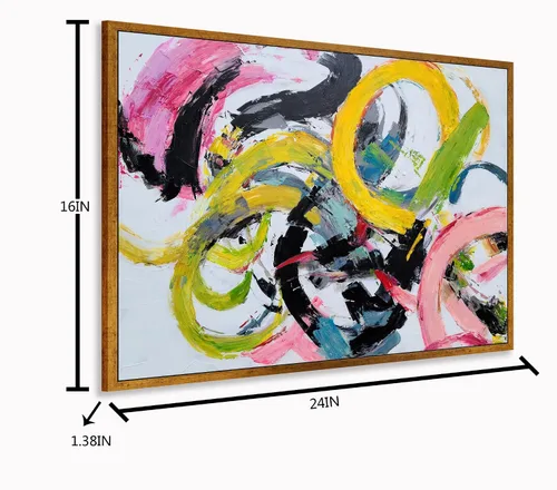 Vista 2 de Yihui Arts Arte abstracto de la pared del lienzo - Arte contemporáneo texturizado pintado a mano para la decoración moderna del hogar