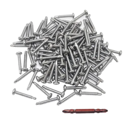 Vista 7 de Tornillos autorroscantes de acero inoxidable 410 #8 x 1/2" (13mm) Tornillos autoperforantes Phillips Pan Head Tornillos autoperforantes 100 piezas