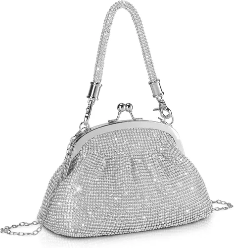Vista 9 de UBORSE Bolso de mano con cuentas vintage de los años 20 para mujer, bolso formal de noche de boda, bolso de fiesta de cóctel con diamantes
