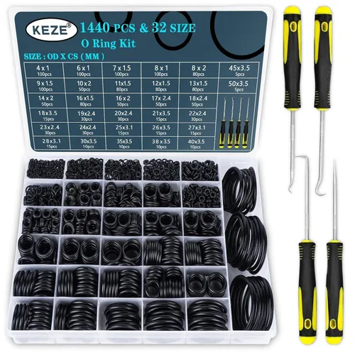Vista 2 de KEZE Kit surtido de arandelas planas de fontanería y junta tórica métrica de 1600 piezas para reparación de tuberías hidráulicas automotrices