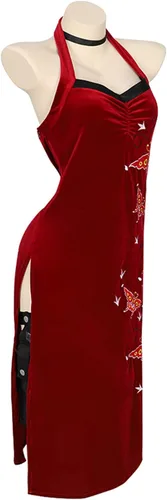 Vista 7 de Vestido Ada sexy bordado con cuello colgante para mujer, disfraz de Halloween