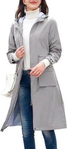 Vista 8 de MODFUL Chaquetas ligeras para mujer, chaqueta impermeable para lluvia, rompevientos, gabardinas al aire libre con capucha