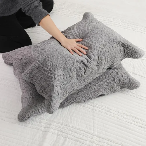Vista 8 de BOSOWOS Fundas de almohada tamaño Queen de 20 x 30 pulgadas, juego de 2, ultrasuaves y transpirables, fundas de almohada acolchadas para dormir Gris