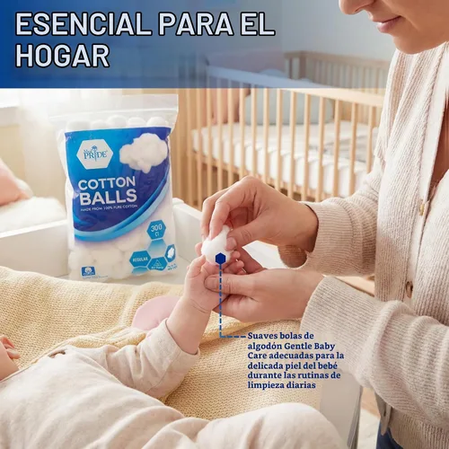 Vista 5 de MED PRIDE Bolas de algodón 100% puro,Ultra suave y absorbente,No estéril,300 Ct
