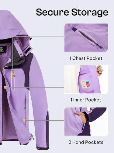 Vista 5 de Chaqueta impermeable para mujer, ligera, para exteriores, con capucha extraíble