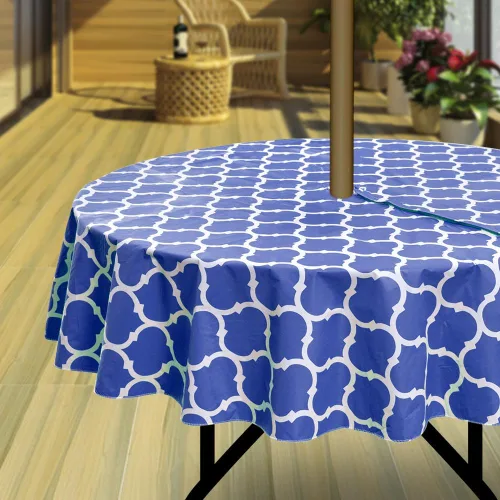 Vista 18 de Hipinger Vinyl Round Fitted Tablecloth with Zipper and Umbrella Hole, Outdoor Oil Waterproof Stain Resisteant PVC Table Cover 40-44 Inch, Black