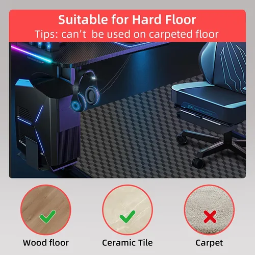 Vista 3 de AiBOB Chair Mat for Low Pile Carpet Floors, Flat Without Curling, 36 X 48 in, Office Carpeted Floor Mats for Computer Chairs Desk
