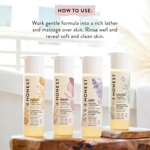 Vista 8 de The Honest Company Paquete de champú limpiador 2 en 1 y loción facial de gel corporal, suave para bebé, derivado naturalmente, Lavender Calm, 18.5