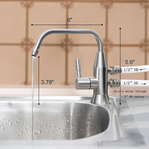 Vista 2 de Grifo de agua alcalina, 1/2 "grifo ionizador de dos caños de acero inoxidable para sistema de filtración de ionizador de agua alcalina
