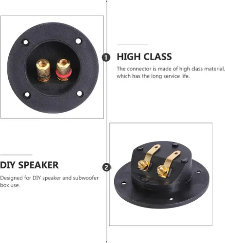 Vista 6 de 10 terminales de caja de subwoofer de 2 vías: caja de altavoz de conectores con resorte de empuje de placa dorada redonda de doble encuadernación