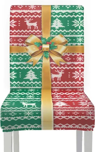 Vista 3 de Rnyleeg Juego de 1 fundas para sillas de comedor de Navidad, fundas para sillas de comedor, diseño étnico, diseño étnico, suave, lavable, para Arco