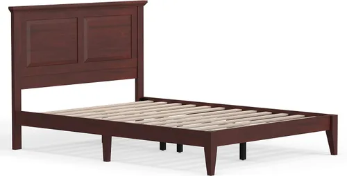 Vista 5 de Cama de plataforma de madera maciza estilo cabaña en tamaño matrimonial - Cereza clásica