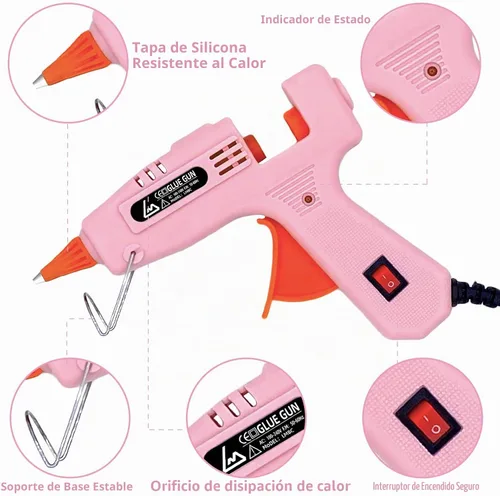 Vista 2 de Pistola de pegamento, kit de pistola de pegamento caliente mini con 20 barras de pegamento, pistolas de pegamento caliente para manualidades