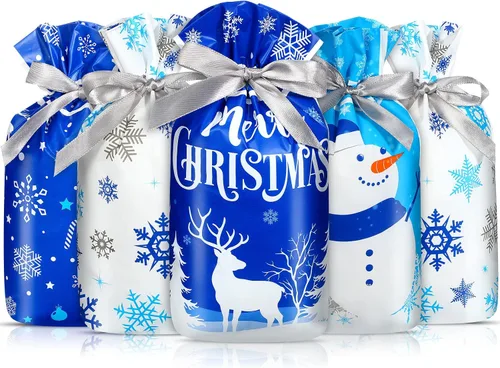 Vista 8 de Funrous Bolsas de Favor con Cordón de Navidad Bolsas de Plástico para Dulces y Golosinas de Navidad para Niños Cumpleaños Envoltorio de Aperitivos