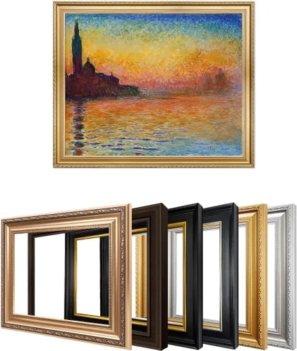 Vista 74 de IPIC - Reproducción artística de los lirios de agua de Claude Monet 1906, impresiones giclée coinciden con el marco dorado clásico, arte de pared