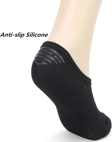Vista 4 de Leotruny 6 pares de calcetines de bambú con diseño de malla de corte bajo antideslizantes sin presentación